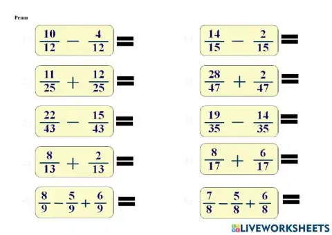 Сложение и вычитание дробей