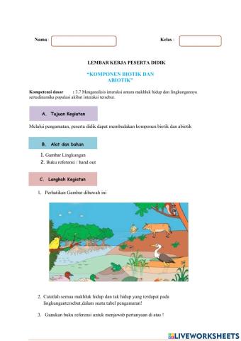 Lkpd interaksi makhluk hidup dan lingkungannya