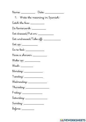 Unit 3 A day in the life