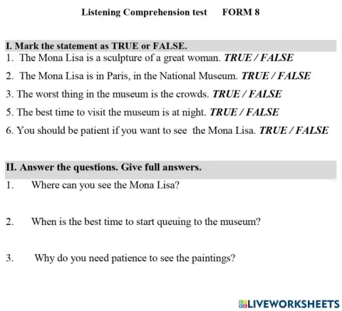 ОЛИМПИАДЫ listening the Mona Lisa