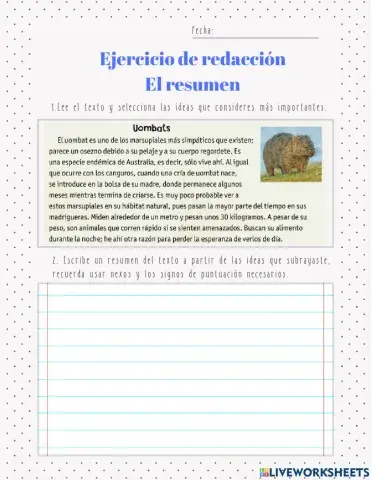 Ejercicio de redacción. El resumen