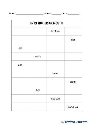 Irregular verbs ii