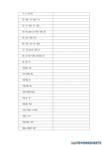 Expresiones algebraicas