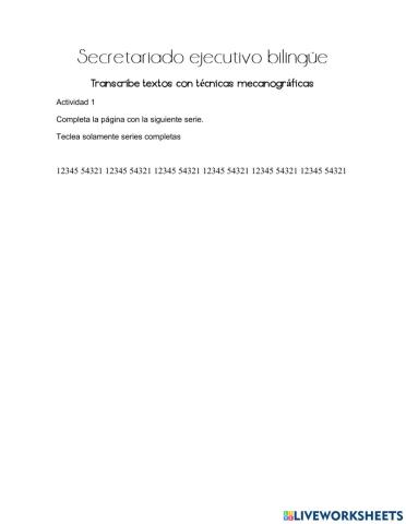 Ejercicio de mecanografía