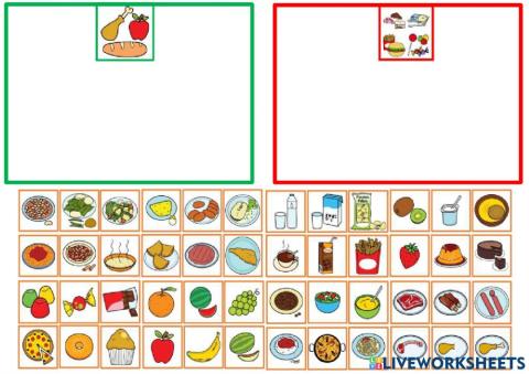 Clasificar alimentos saludables