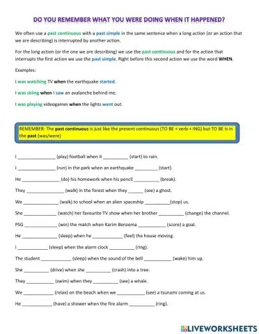 Past continuous with past simple