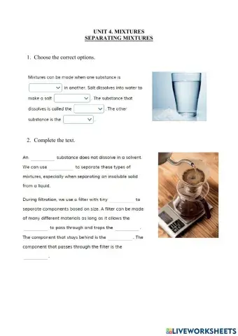 4.3 Mixtures. Separating Mixtures