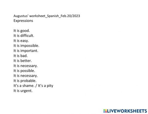 Impersonal expressions