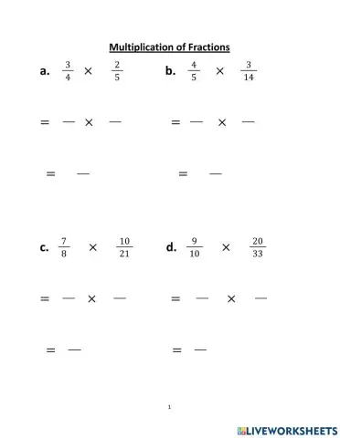 Multiplication of Fractions