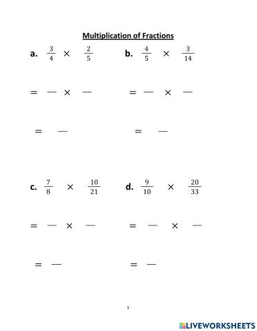 Multiplication of Fractions