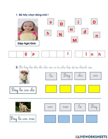 Bé hãy tìm và kéo chữ cho đúng