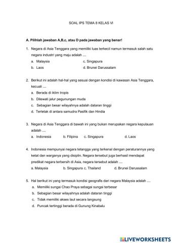 SOAL TEMA 8 MAPEL IPS KELAS 6
