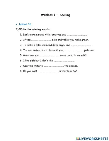 Webkids1 - Spelling Lesson 16