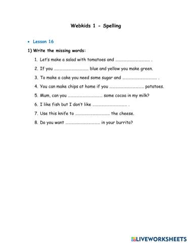 Webkids1 - Spelling Lesson 16