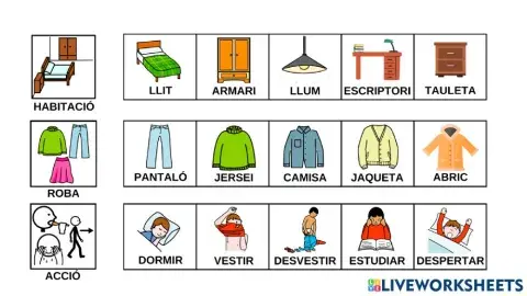 Vocabulari habitació i roba