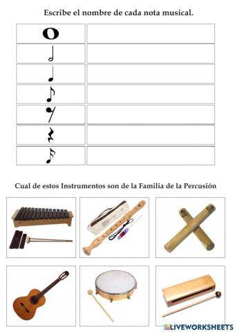 Las notas y los Instrumentos de Percusión