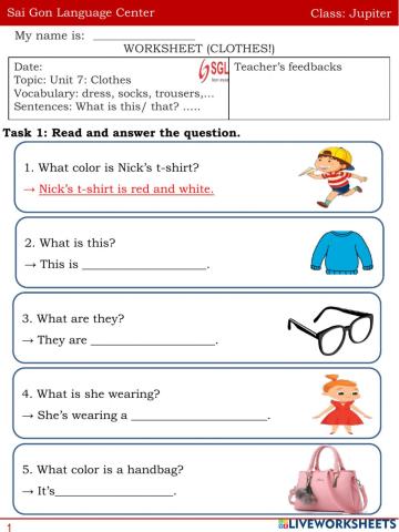 FFs1 - Unit 7: Clothes