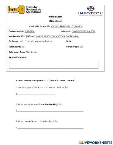 Restaurant vocabulary