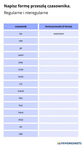 Past simple verbs
