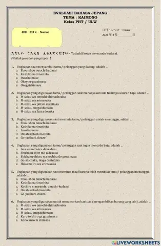 Evaluasi Kelas XI-Kaimono