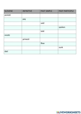 Irregular verbs