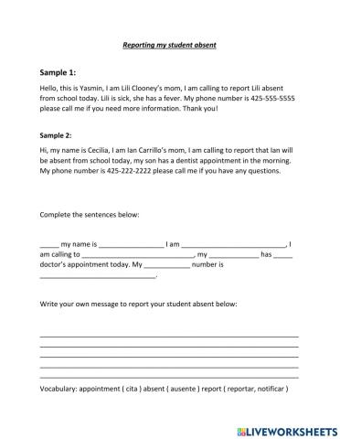 Reporting a student absent