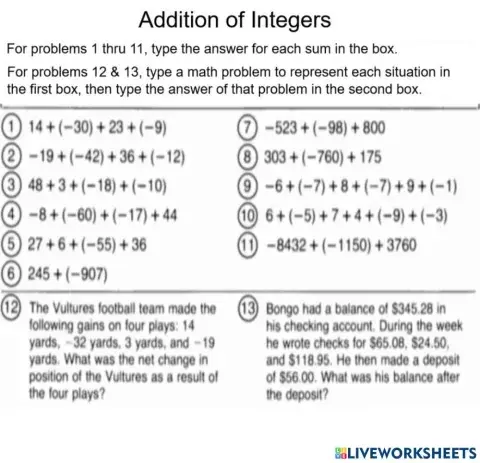 Addition of Integers