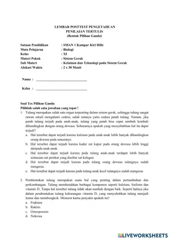 Kelainan dan Teknologi Sistem Gerak