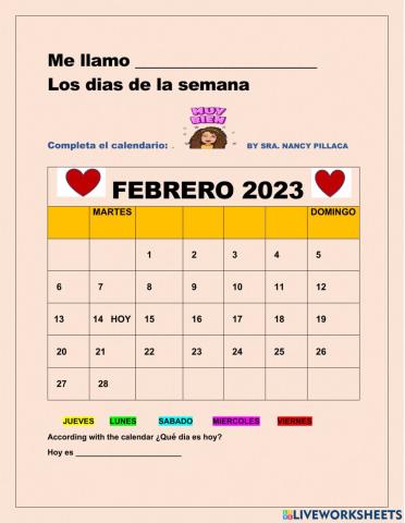 Los dias de la semana