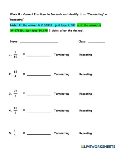 Convert Fractions to Decimals