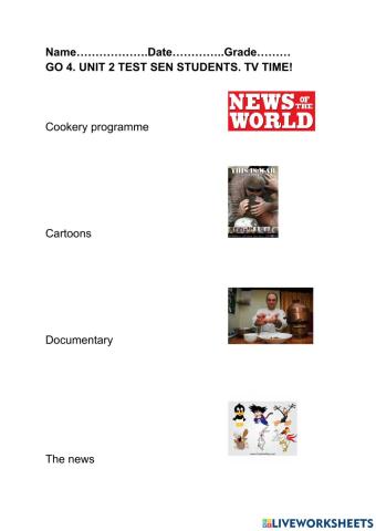Go4 sen students test unit2. tv