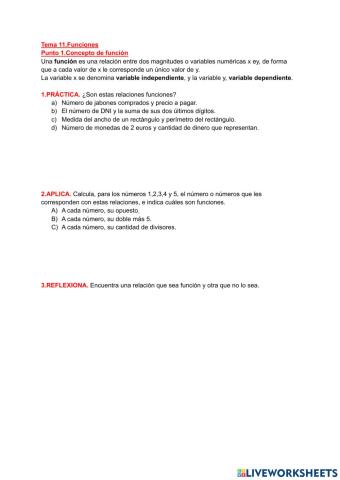 Concepto de función - Matemáticas - 3ºEso - Tema 11.Funciones - 2ºTrimestre - SIN AD