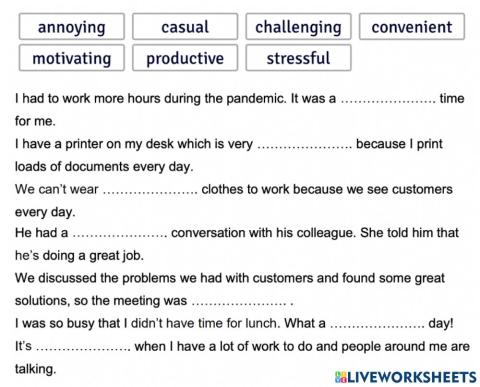 Adjectives about jobs