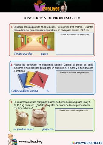 Matemáticas 5º. Resolución de Problemas LIX