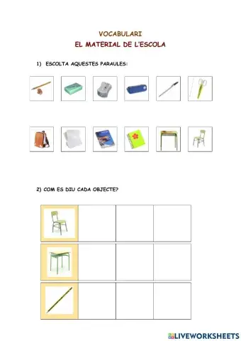 Vocabulari material d'aula