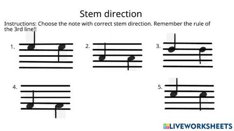 Stem direction worksheet