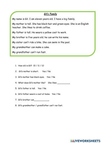 Gil's Family- 4th grade ESL