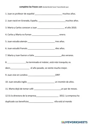 Desde-desde hace-desde que-hace-hace