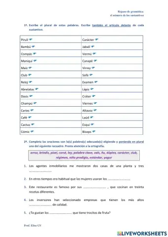 Sustantivos: singular y plural