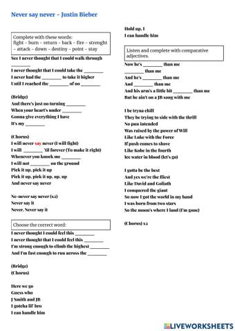 Never say never - JB