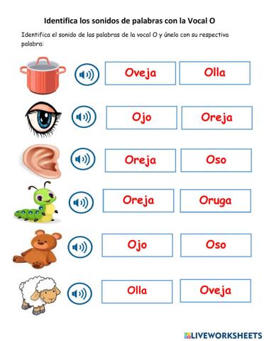 Identifica los sonidos que inician con la Vocal O