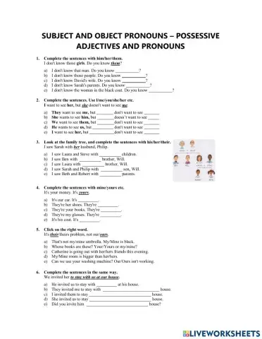 Subject and Object Pronouns - Possessive Adjectives and Pronouns