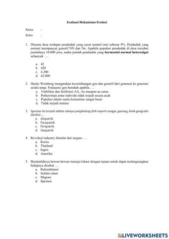 Posttest Mekanisme Evolusi