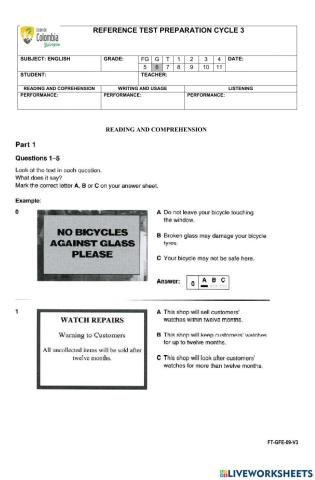 Reference test preparation cycle 3