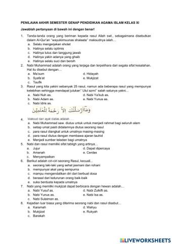 Pas genap pai kls xi