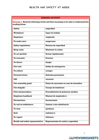 Health and Safety at work