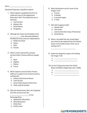 Westward Expansion Quiz