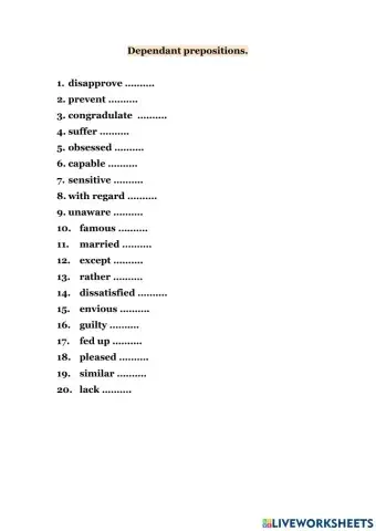 Dependant prepositions and phrasal verbs