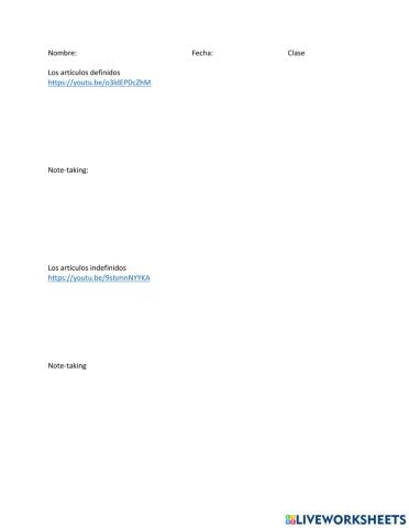 Spanish Definite & Indefinite Articles Video Lesson