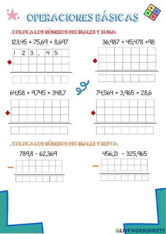 Operaciones con números decimales